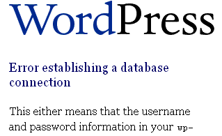 WordPress - Error establishing a database connection