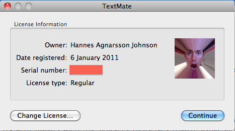 TextMate License Information TextMate License Information
